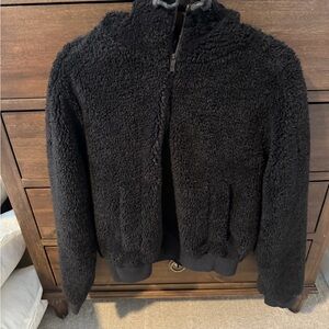 Black Fuzzy Lululemon 1/4 Zip-Up Jacket